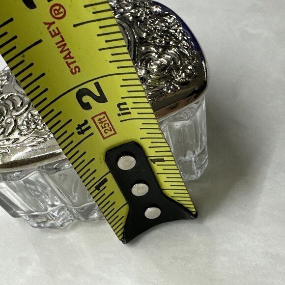 Vintage MCM Heart Shape Silver and Glass Trinket Jewelry Box Candy Dish 3.5 in - Picture 10 of 10